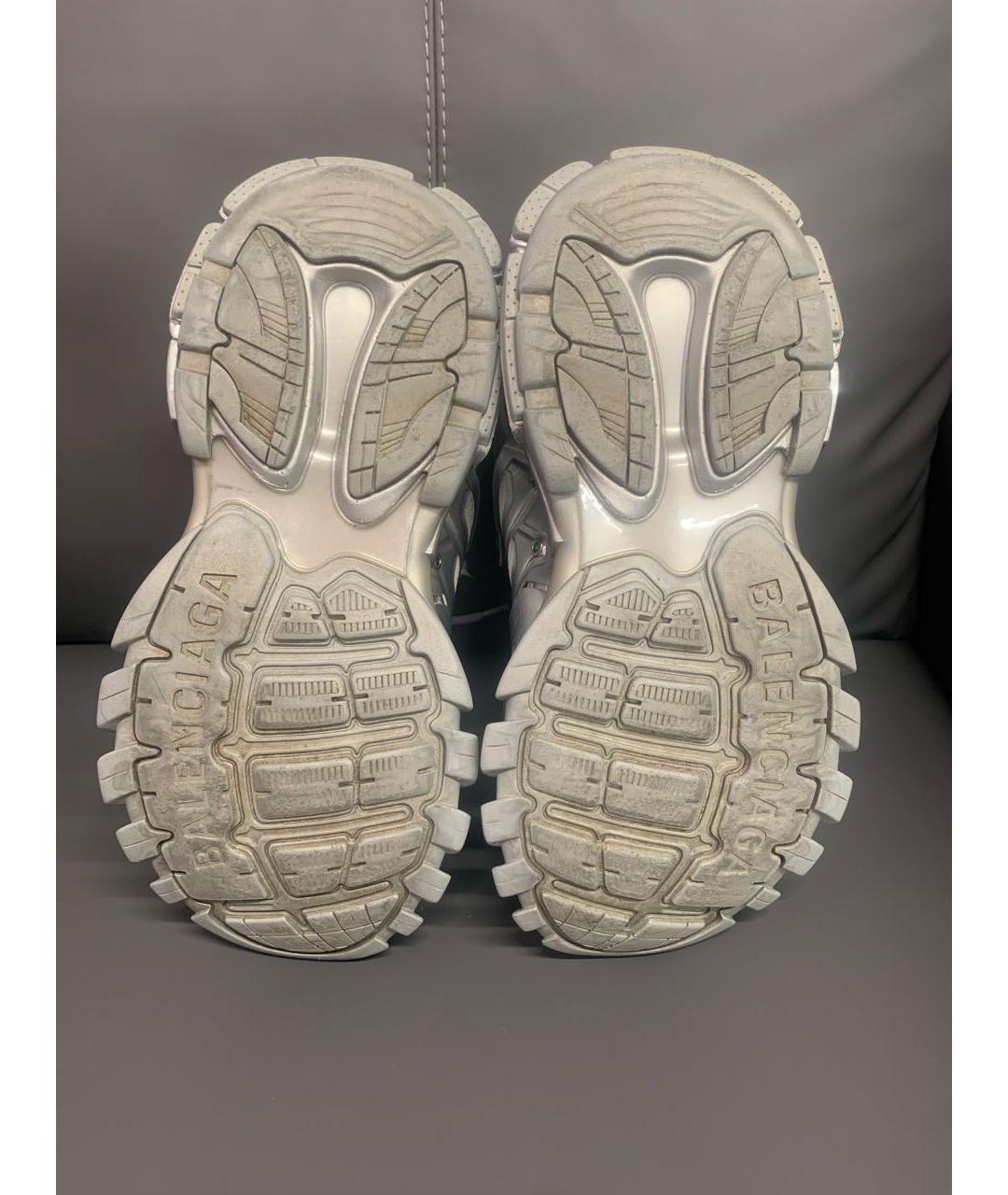 BALENCIAGA Серебряные кожаные кроссовки, фото 5