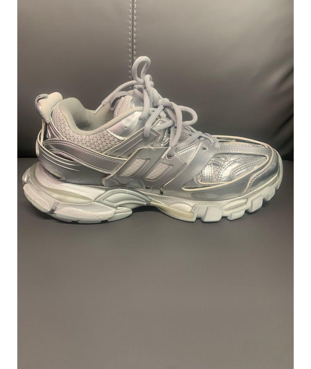 BALENCIAGA Серебряные кожаные кроссовки, фото 8
