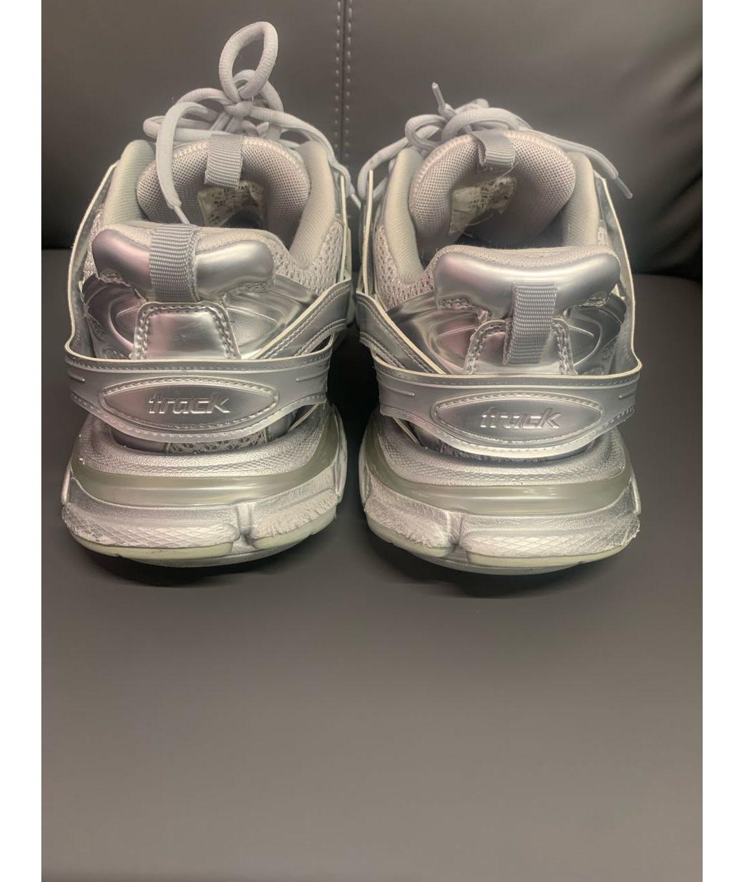BALENCIAGA Серебряные кожаные кроссовки, фото 6