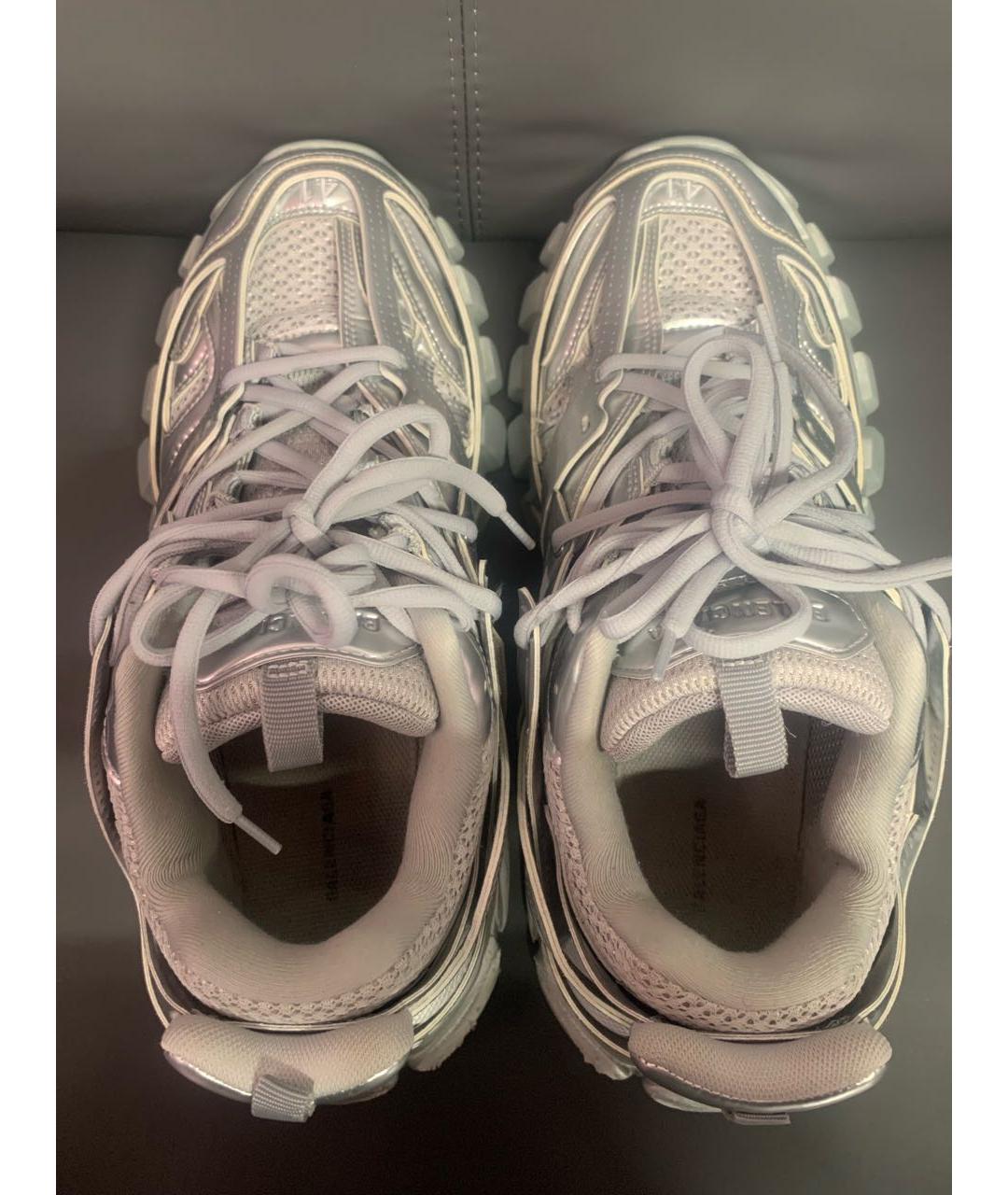 BALENCIAGA Серебряные кожаные кроссовки, фото 3