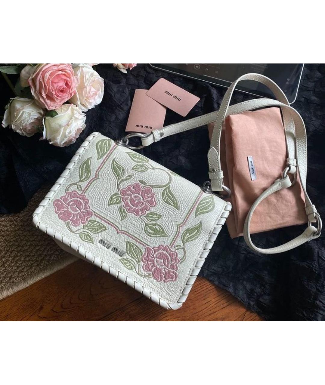 MIU MIU Белая кожаная сумка через плечо, фото 2