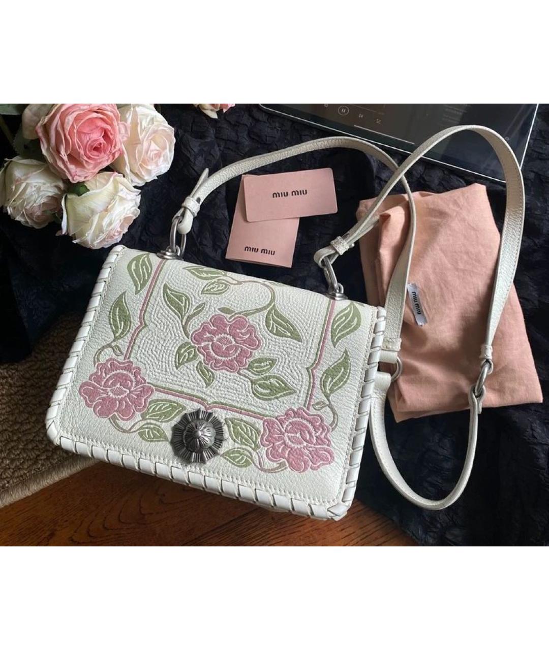 MIU MIU Белая кожаная сумка через плечо, фото 6