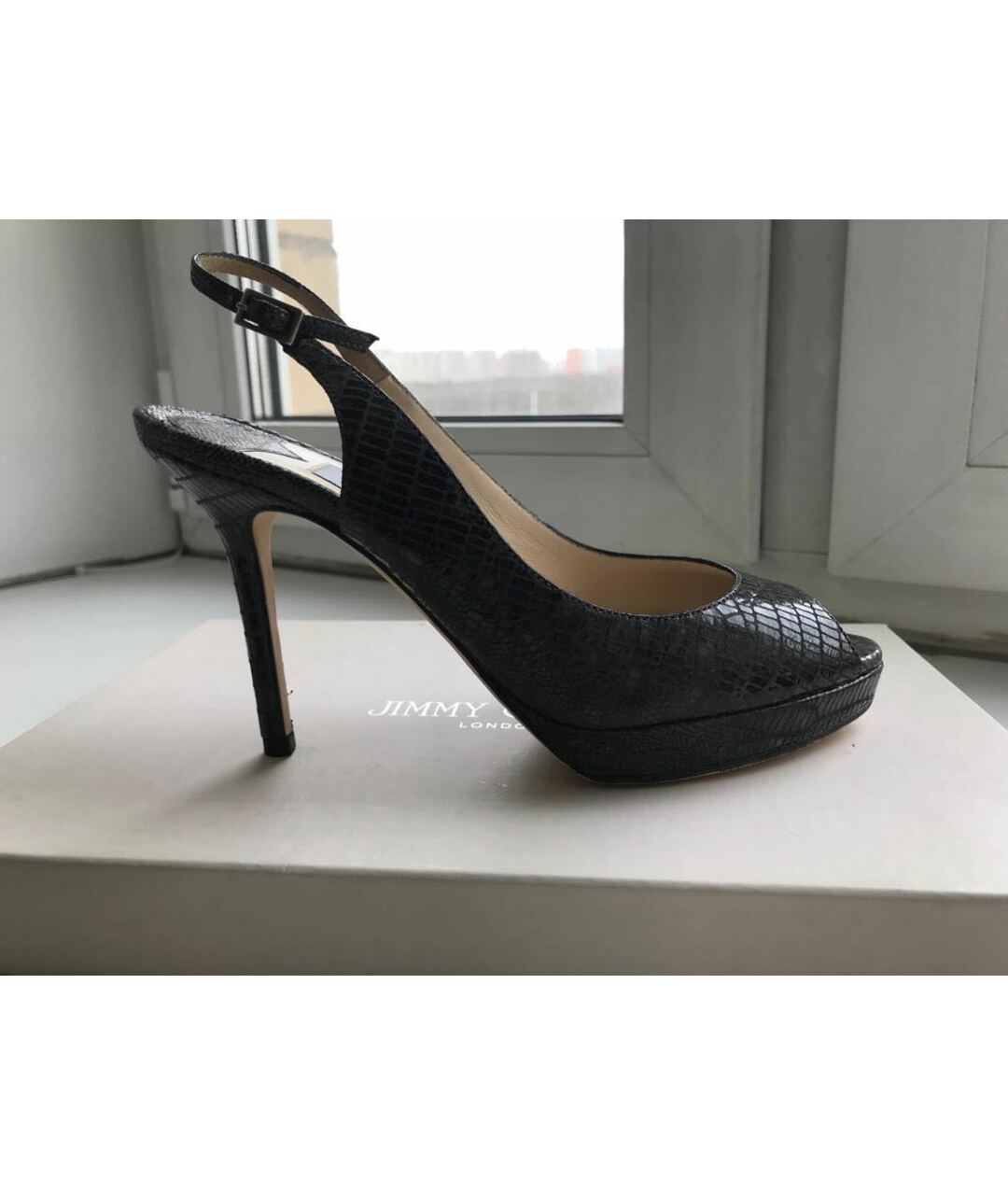 JIMMY CHOO Антрацитовые туфли из экзотической кожи, фото 9