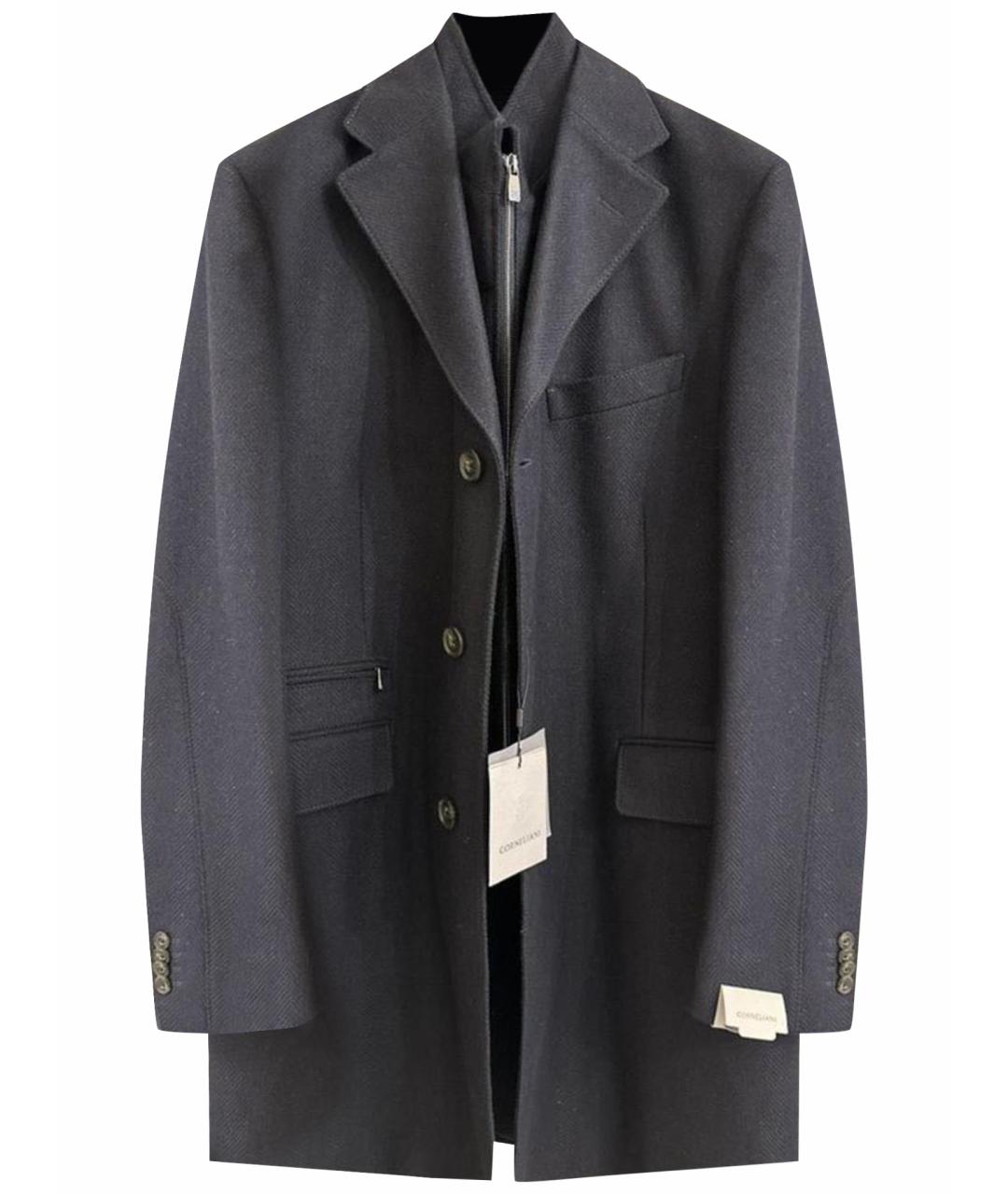 CORNELIANI Темно-синее шерстяное пальто, фото 1