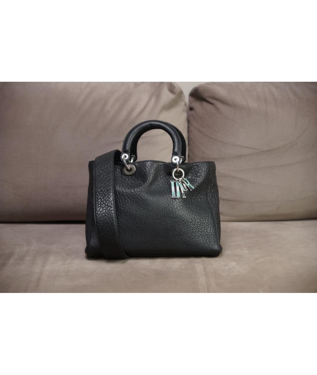 CHRISTIAN DIOR Черная кожаная сумка через плечо, фото 6