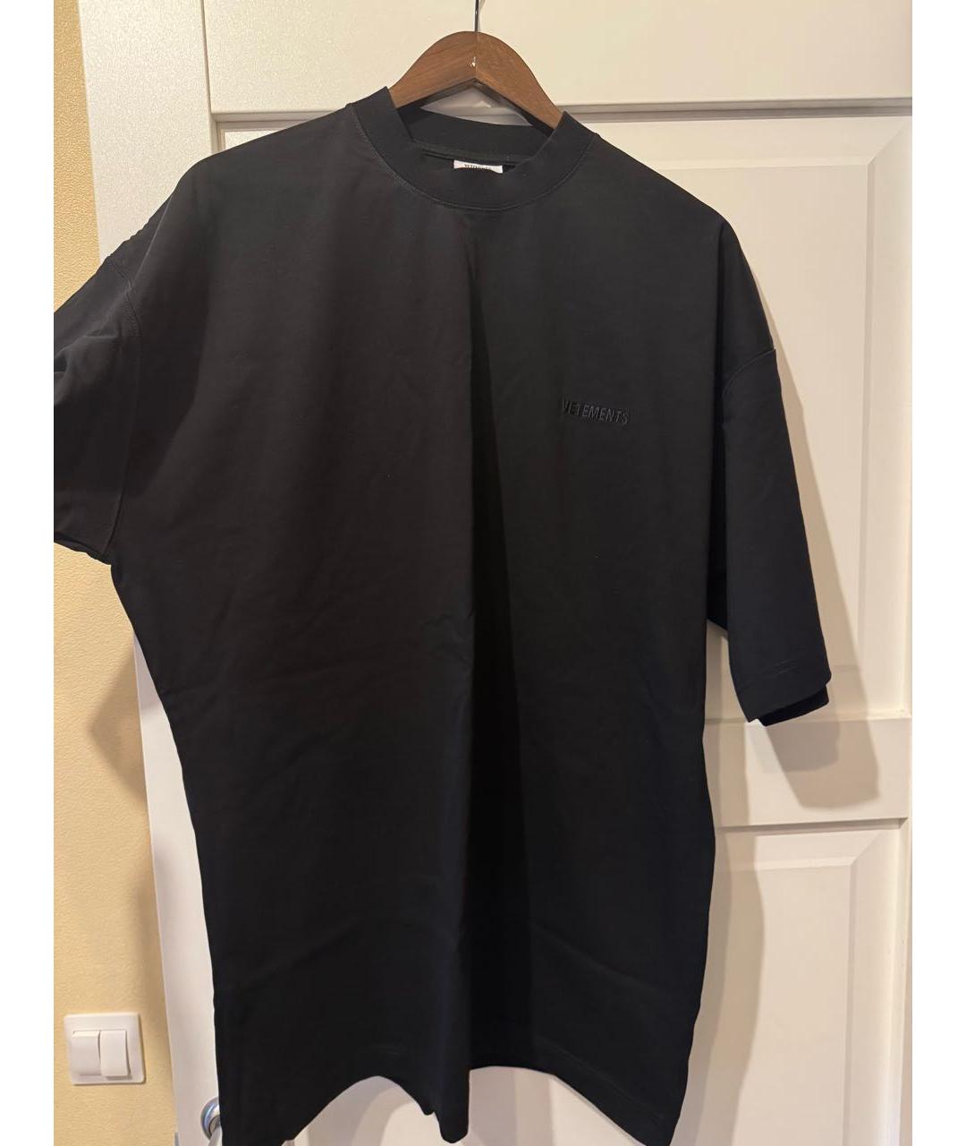VETEMENTS Черная хлопковая футболка, фото 6