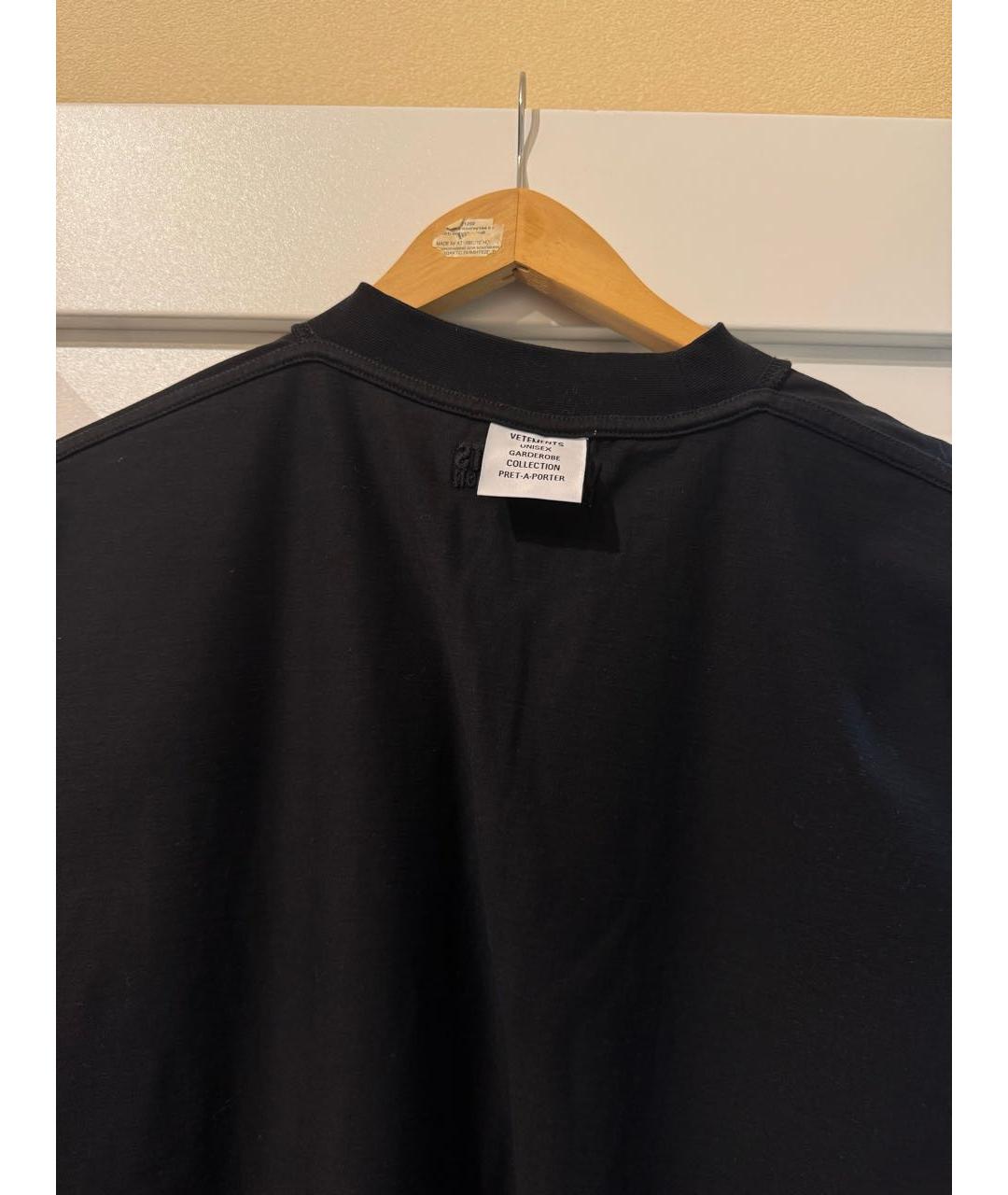 VETEMENTS Черная хлопковая футболка, фото 3