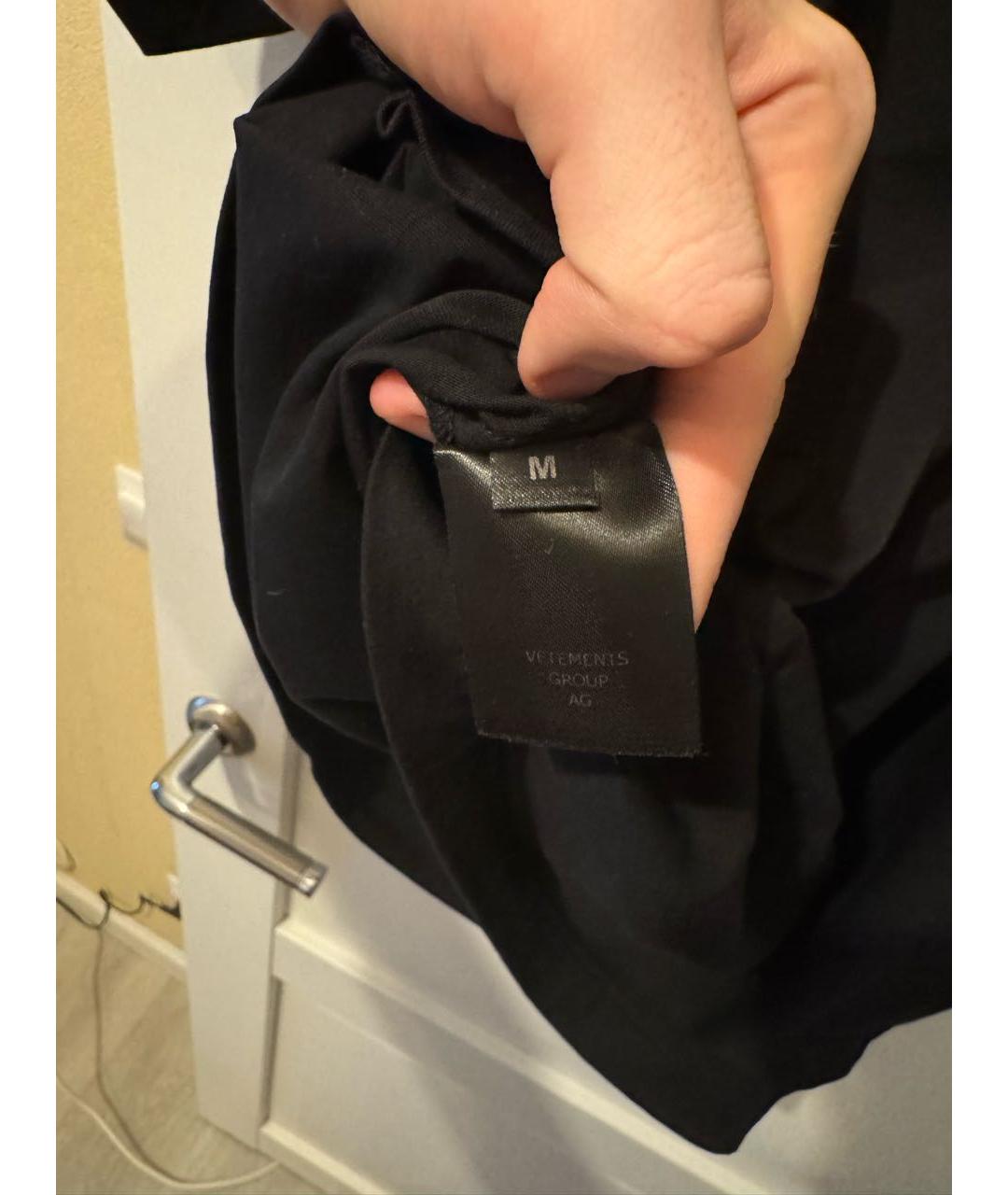 VETEMENTS Черная хлопковая футболка, фото 4