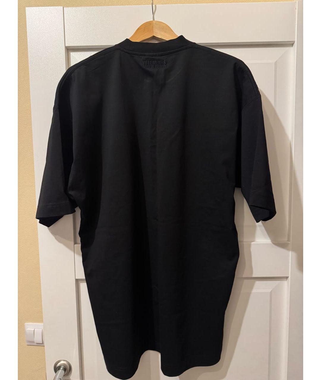 VETEMENTS Черная хлопковая футболка, фото 2