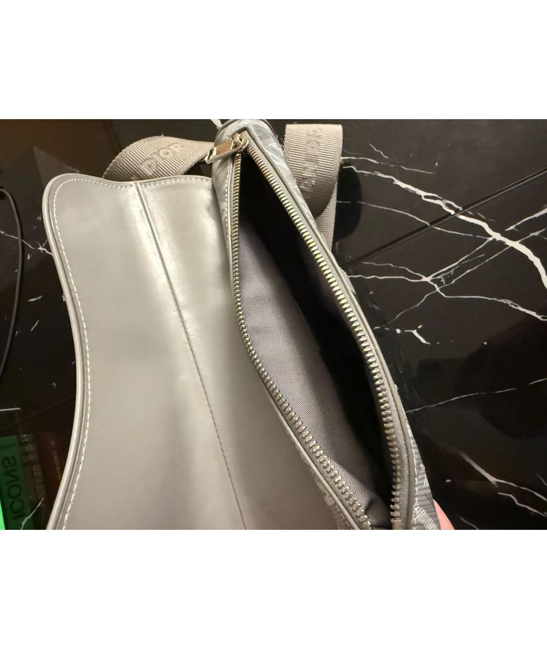 CHRISTIAN DIOR Серая кожаная сумка на плечо, фото 4