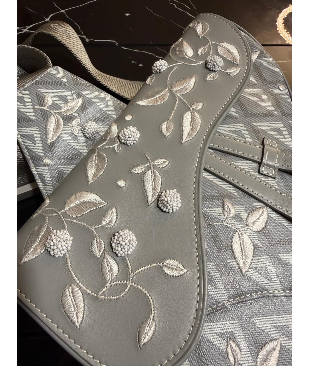 CHRISTIAN DIOR Серая кожаная сумка на плечо, фото 2