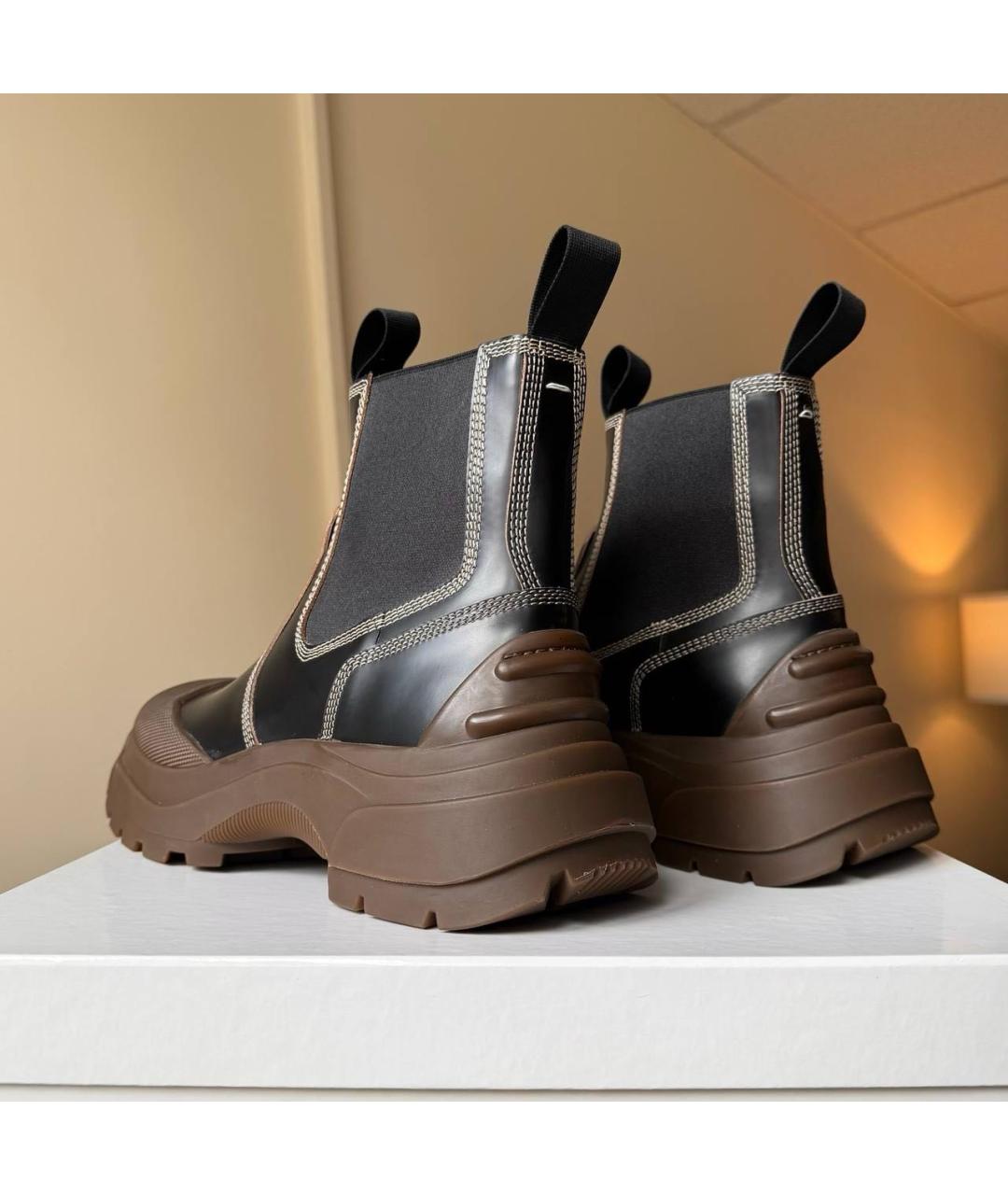 MAISON MARGIELA Черные кожаные высокие ботинки, фото 4