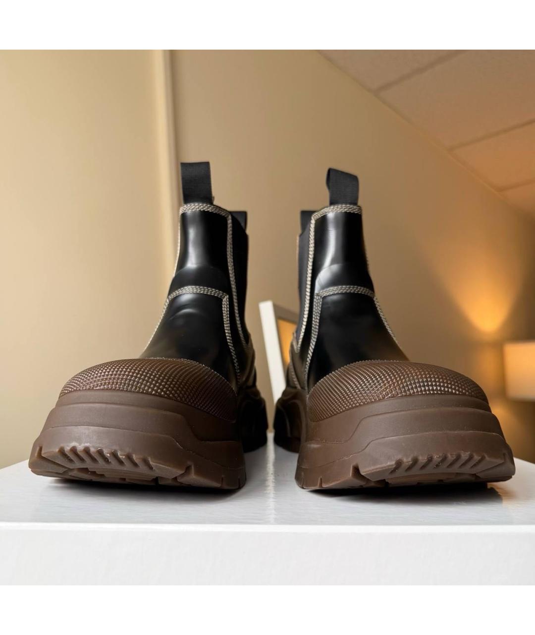 MAISON MARGIELA Черные кожаные высокие ботинки, фото 3