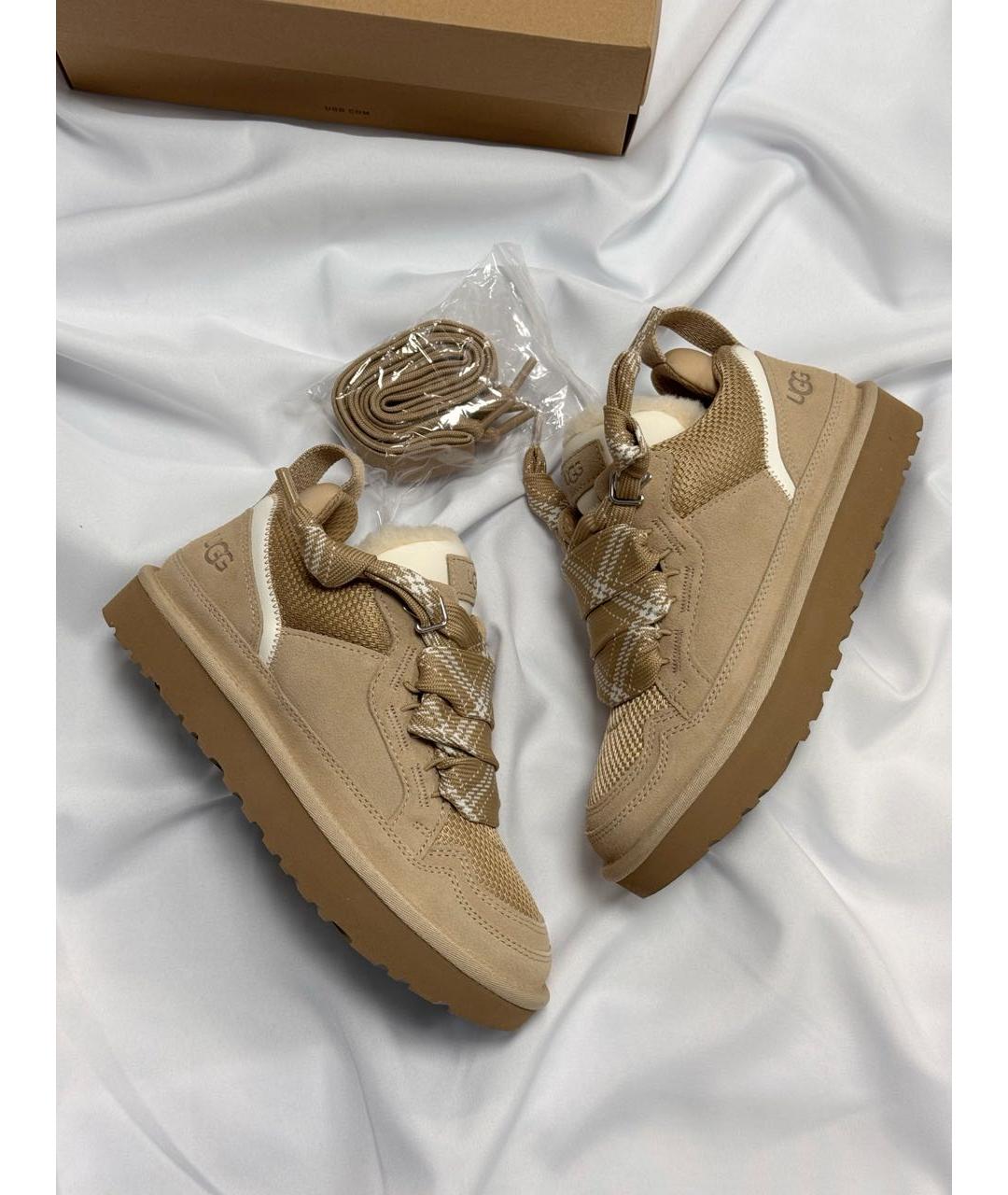 UGG AUSTRALIA Бежевые замшевые кроссовки, фото 3