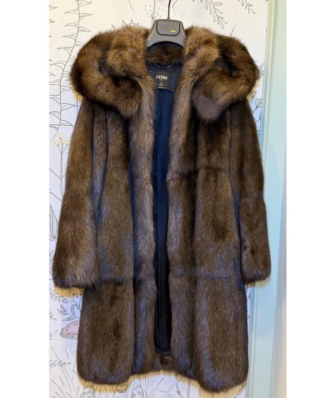 FENDI Коричневая меховая шуба, фото 9