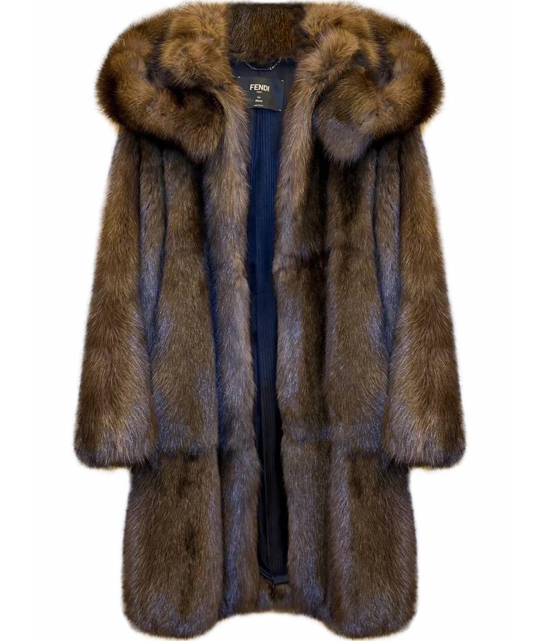 FENDI Коричневая меховая шуба, фото 1