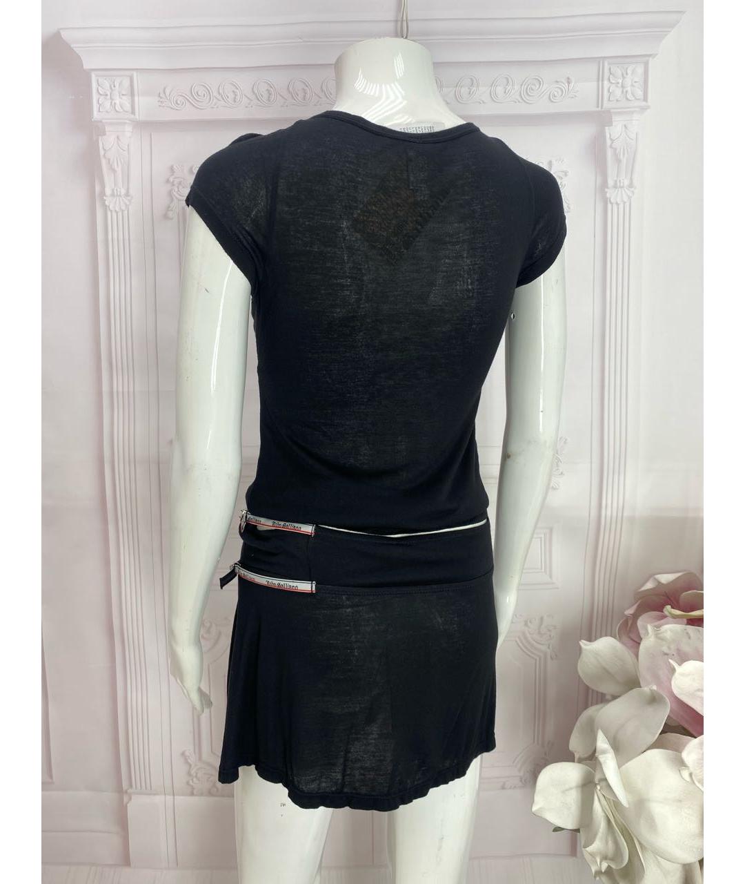 JOHN GALLIANO Черная вискозная юбка мини, фото 7