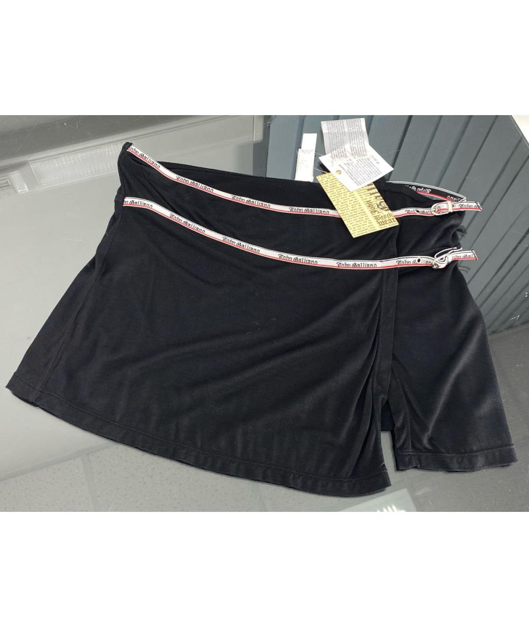 JOHN GALLIANO Черная вискозная юбка мини, фото 4