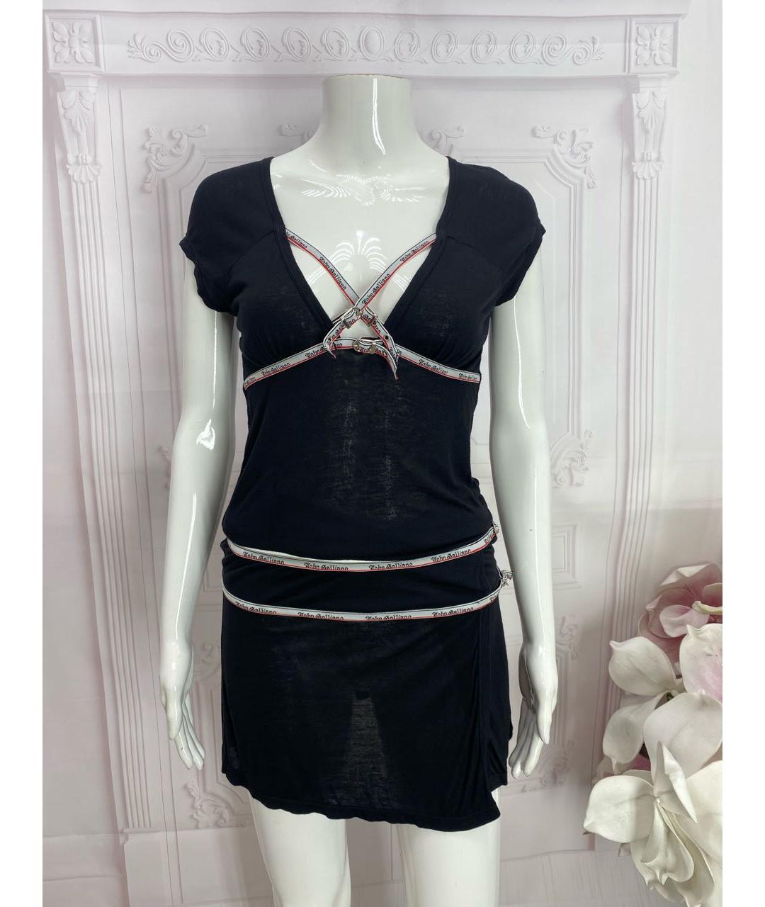 JOHN GALLIANO Черная вискозная юбка мини, фото 5