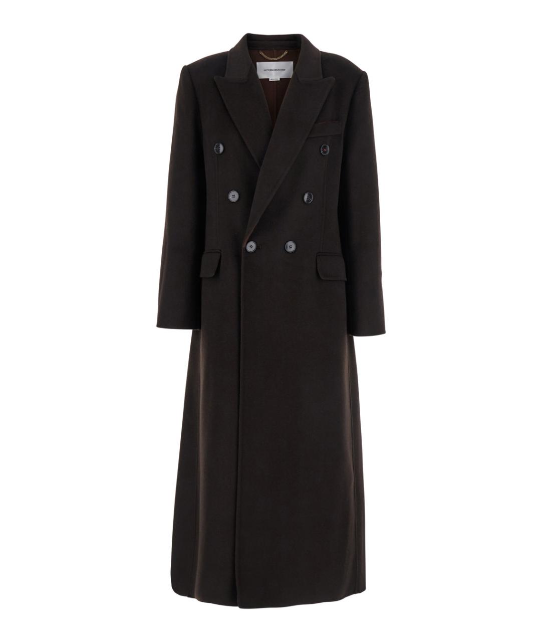 VICTORIA BECKHAM Коричневое шерстяное пальто, фото 1