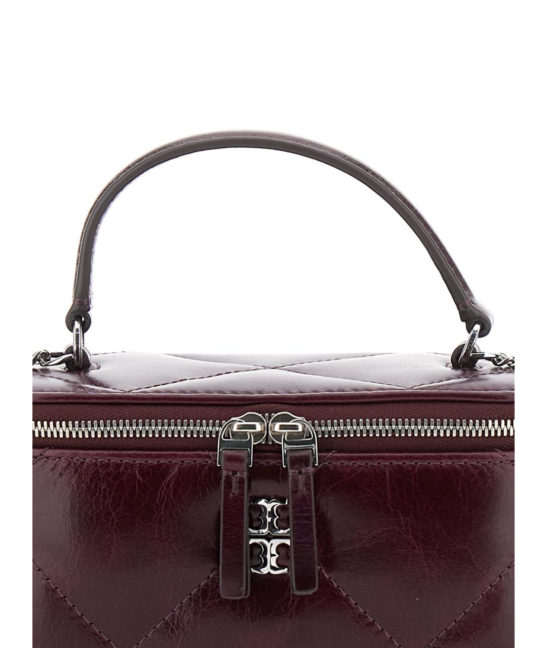 TORY BURCH Бордовая кожаная сумка через плечо, фото 3