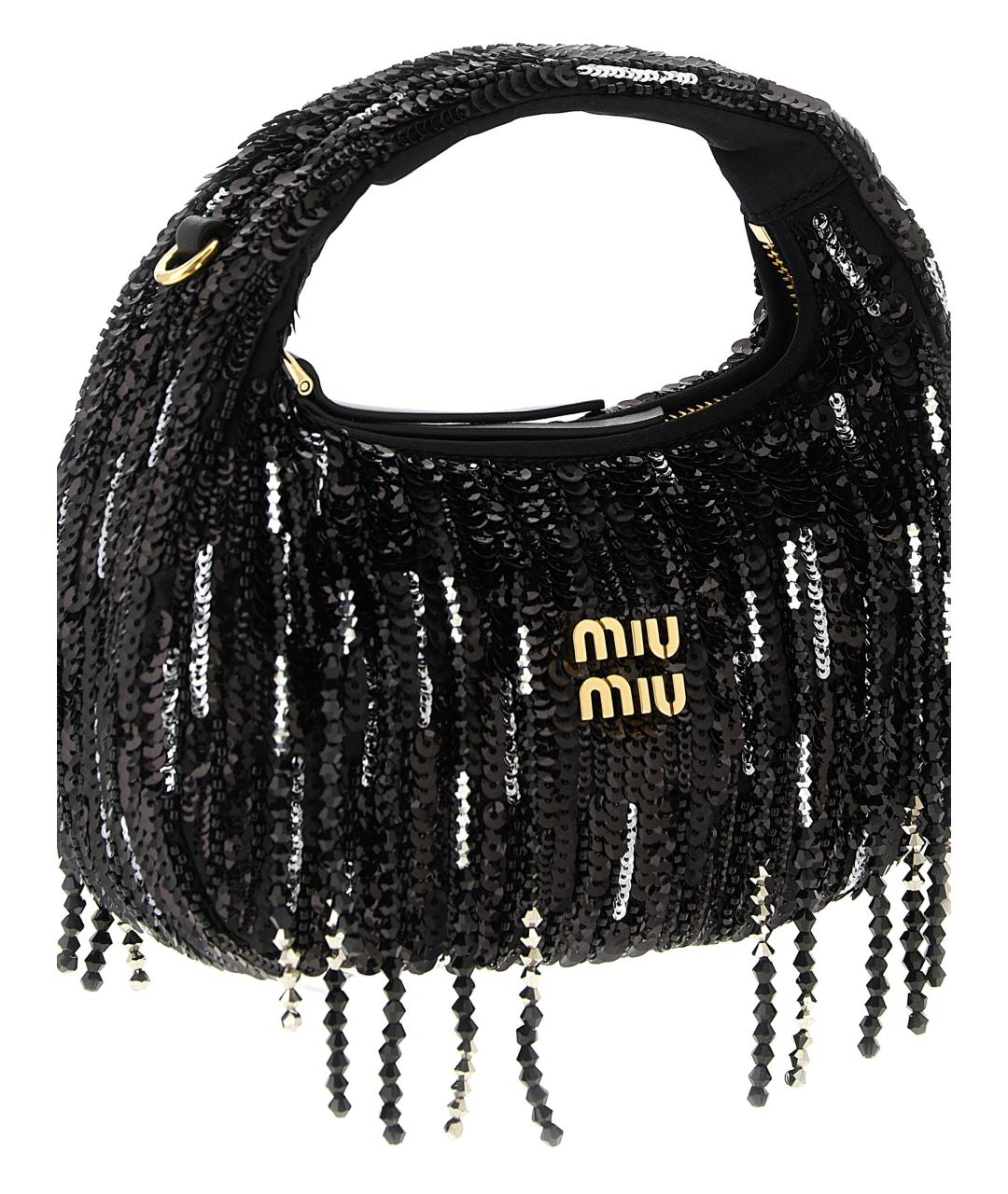 MIU MIU Черная синтетическая сумка с короткими ручками, фото 3