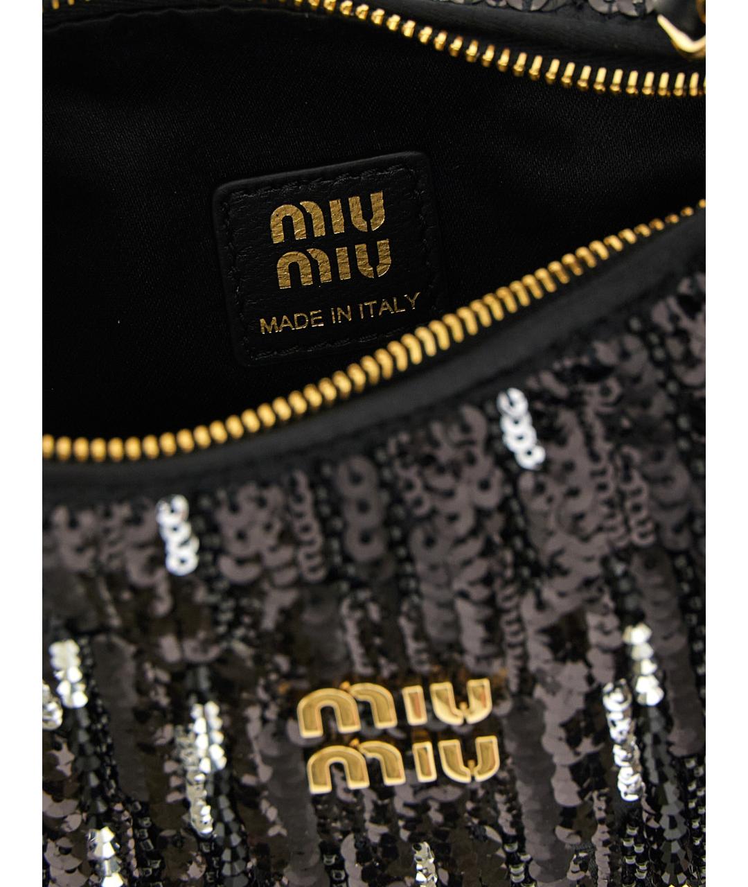 MIU MIU Черная синтетическая сумка с короткими ручками, фото 4