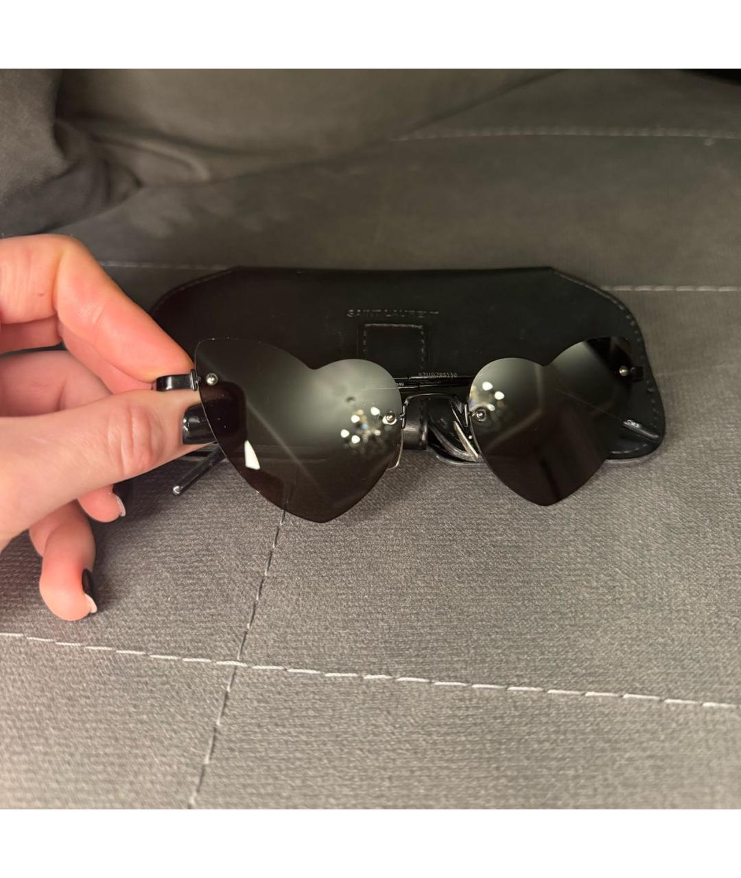 SAINT LAURENT Черные металлические солнцезащитные очки, фото 2