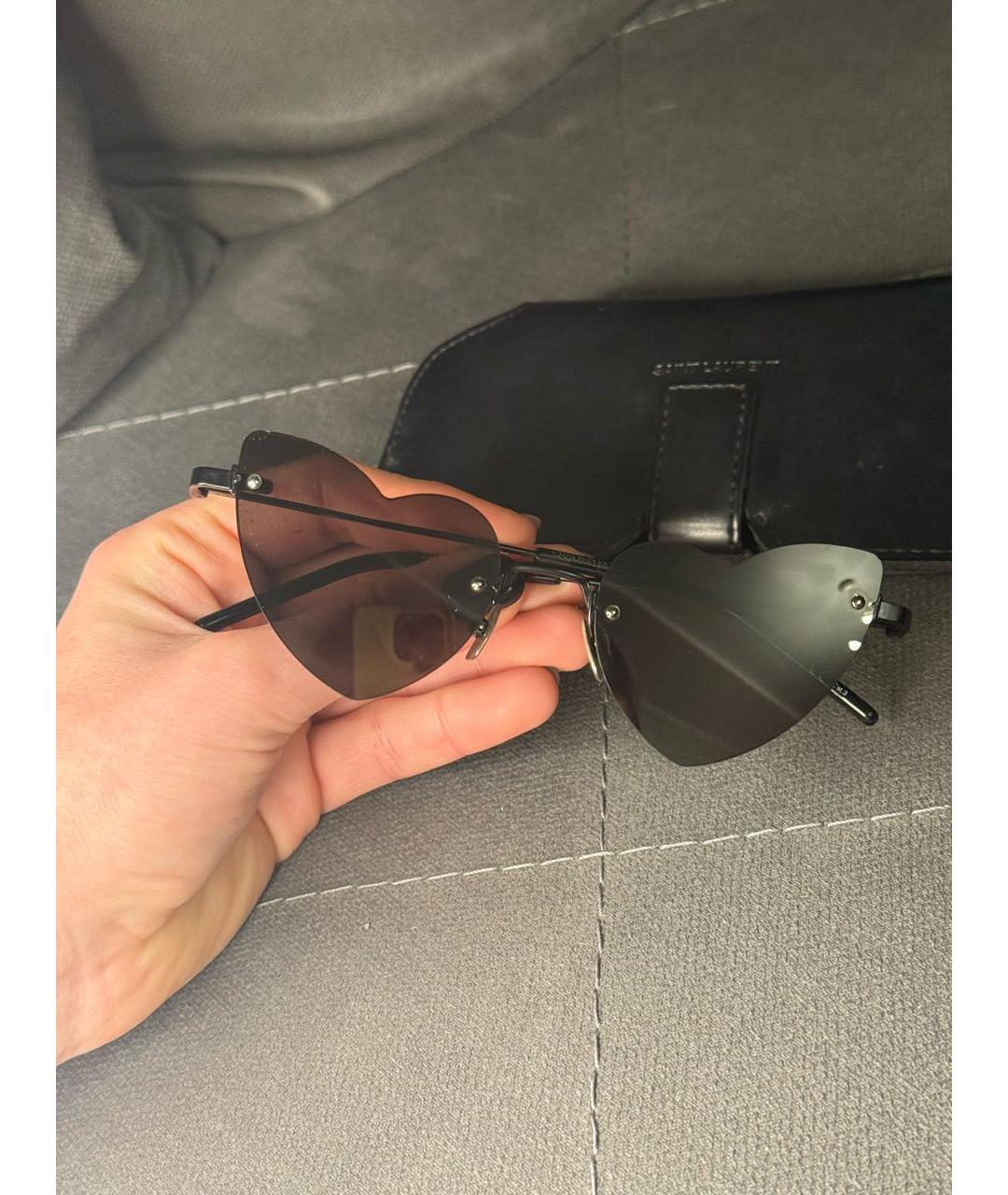 SAINT LAURENT Черные металлические солнцезащитные очки, фото 5