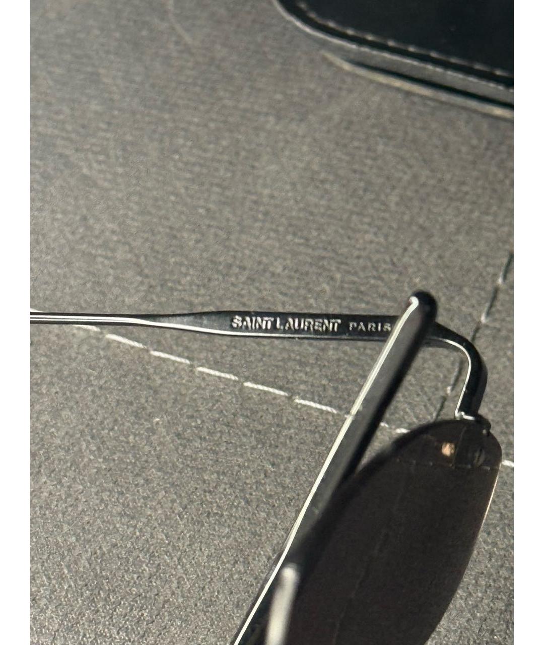 SAINT LAURENT Черные металлические солнцезащитные очки, фото 4