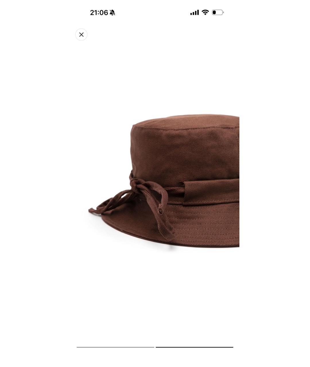 JACQUEMUS Коричневая хлопковая панама, фото 5