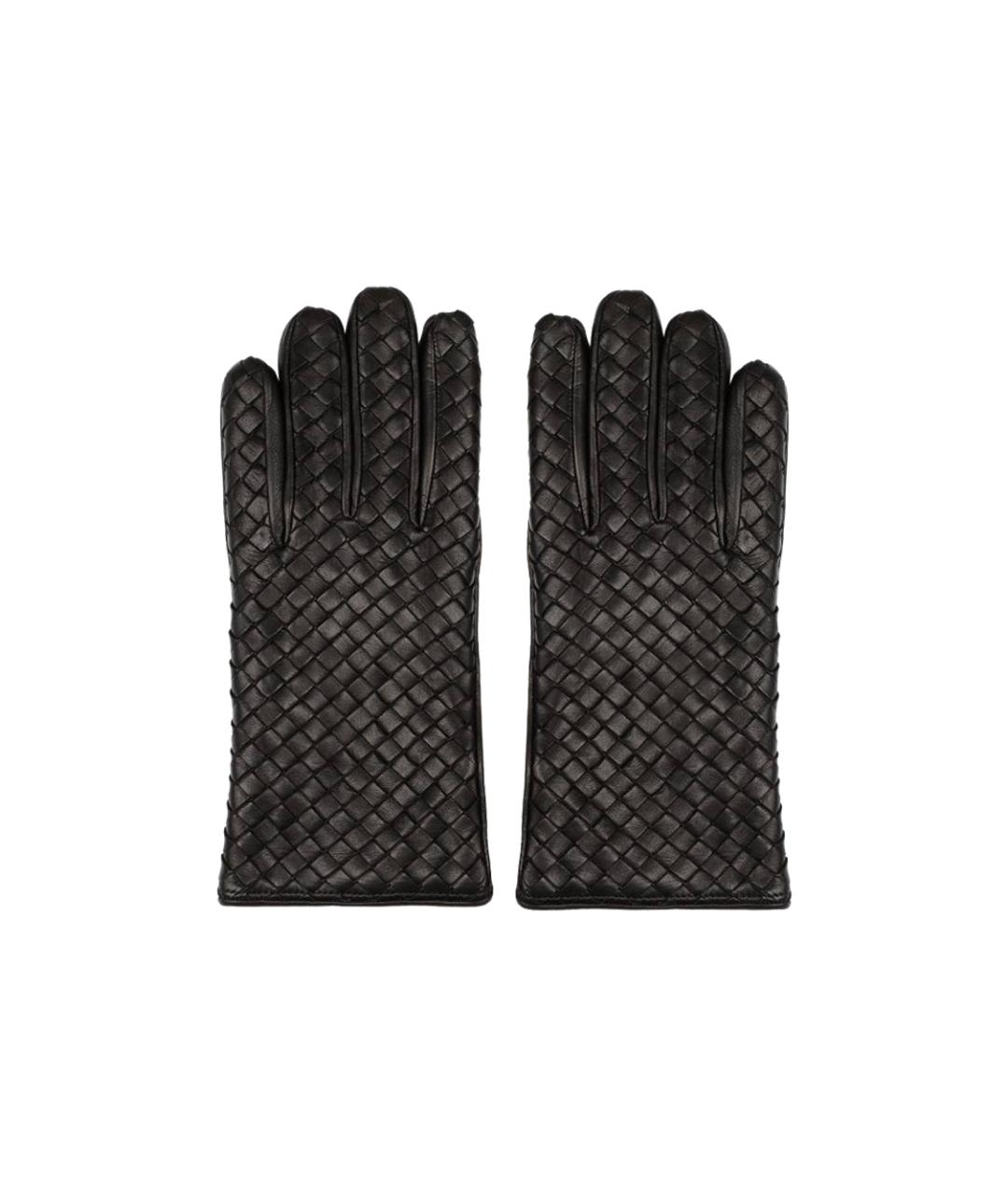 BOTTEGA VENETA Черные кожаные перчатки, фото 1