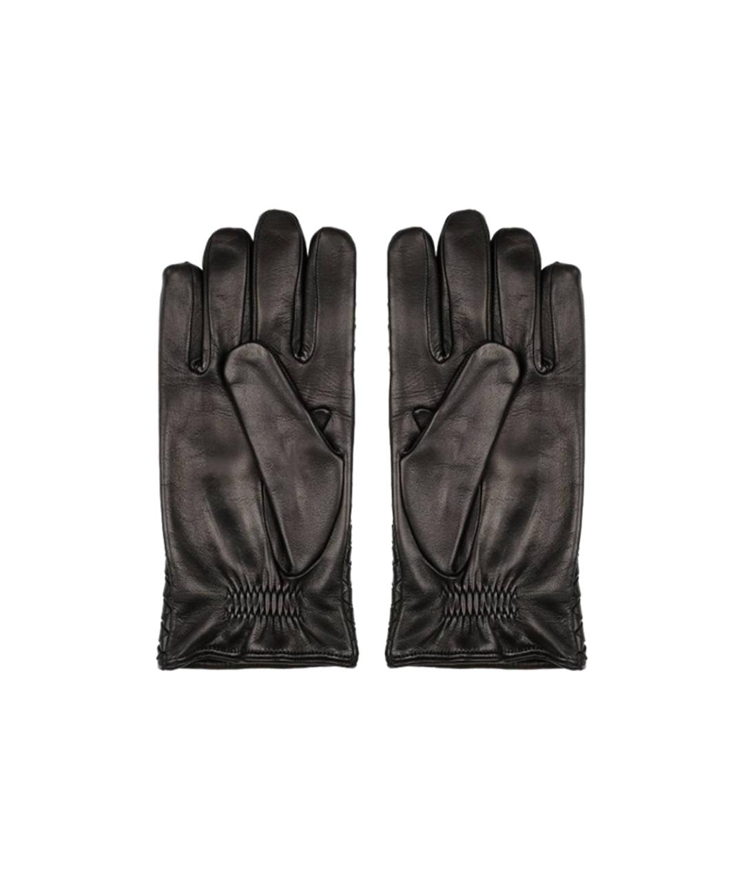 BOTTEGA VENETA Черные кожаные перчатки, фото 2