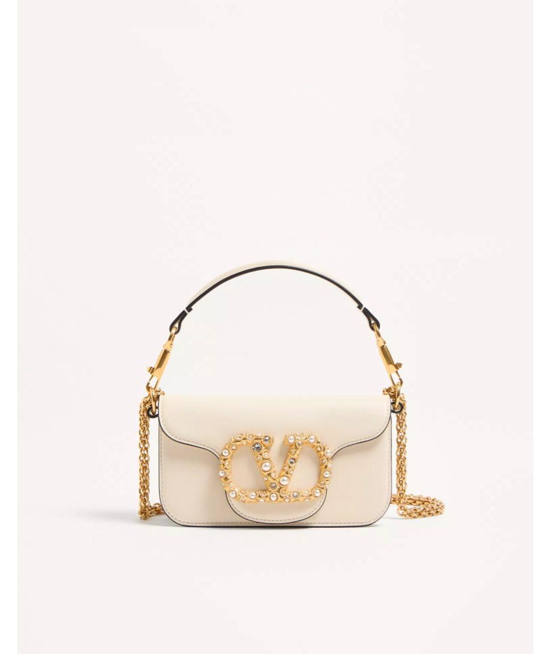 VALENTINO Бежевая кожаная сумка с короткими ручками, фото 5