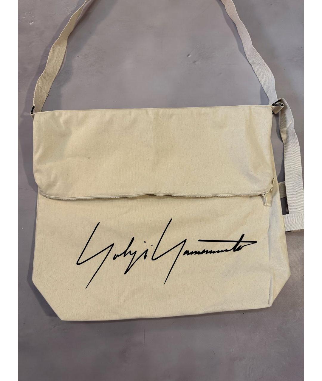 YOHJI YAMAMOTO Белая хлопковая сумка на плечо, фото 2