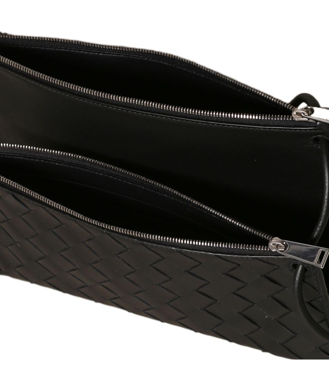 BOTTEGA VENETA Черная кожаная сумка на плечо, фото 3