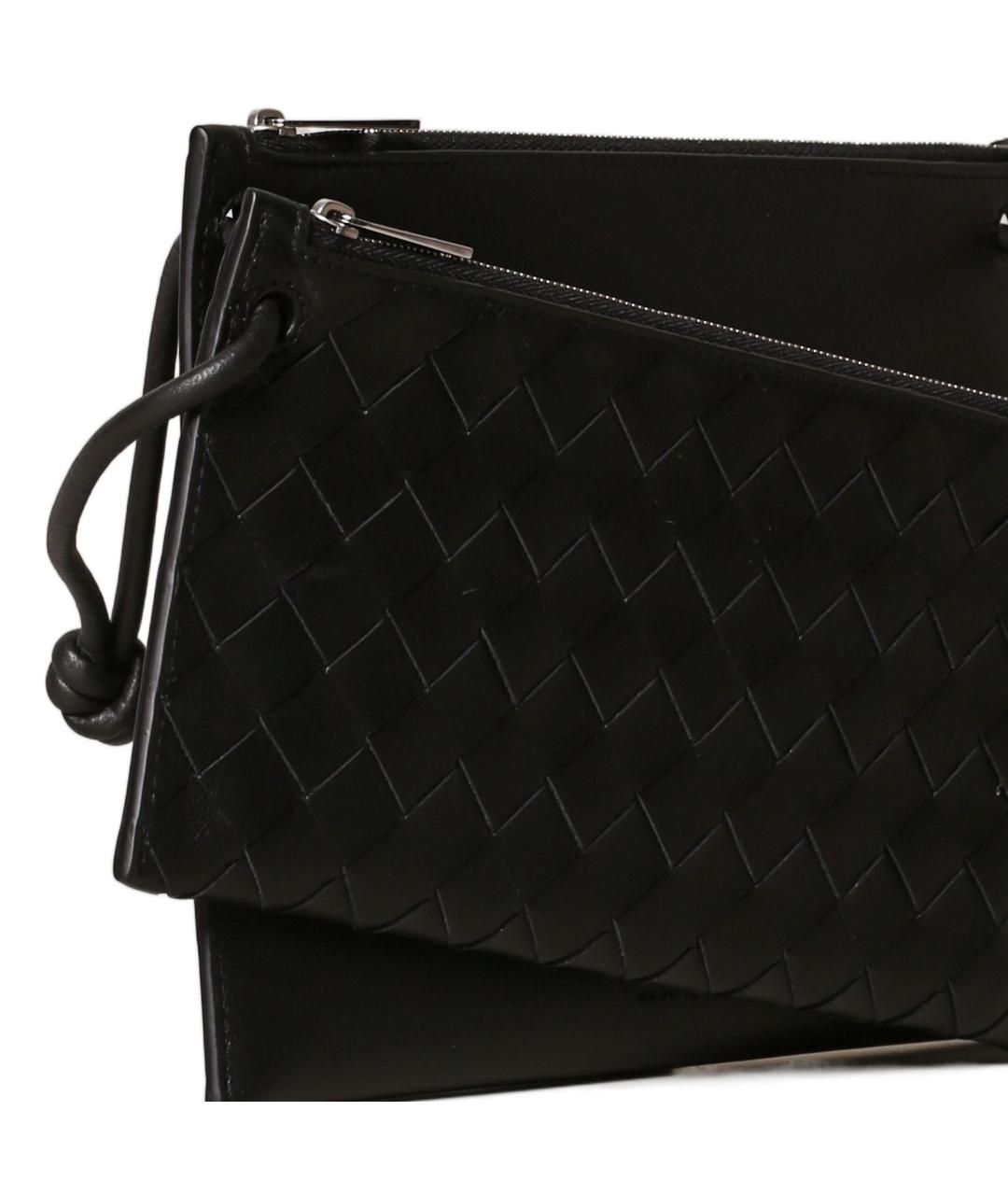 BOTTEGA VENETA Черная кожаная сумка на плечо, фото 4