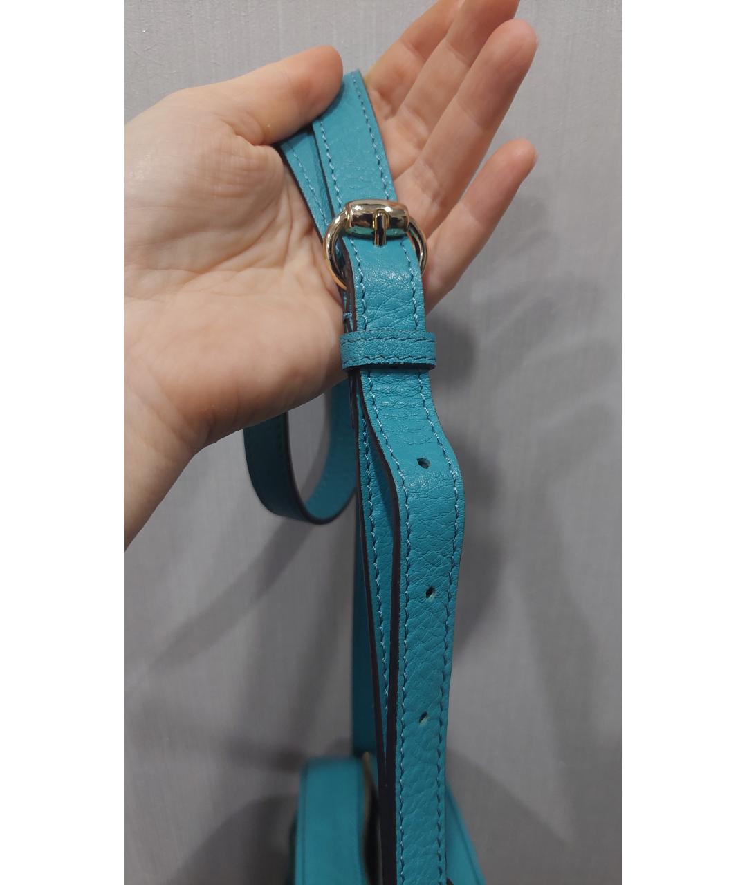 GUCCI Бирюзовая кожаная сумка через плечо, фото 5