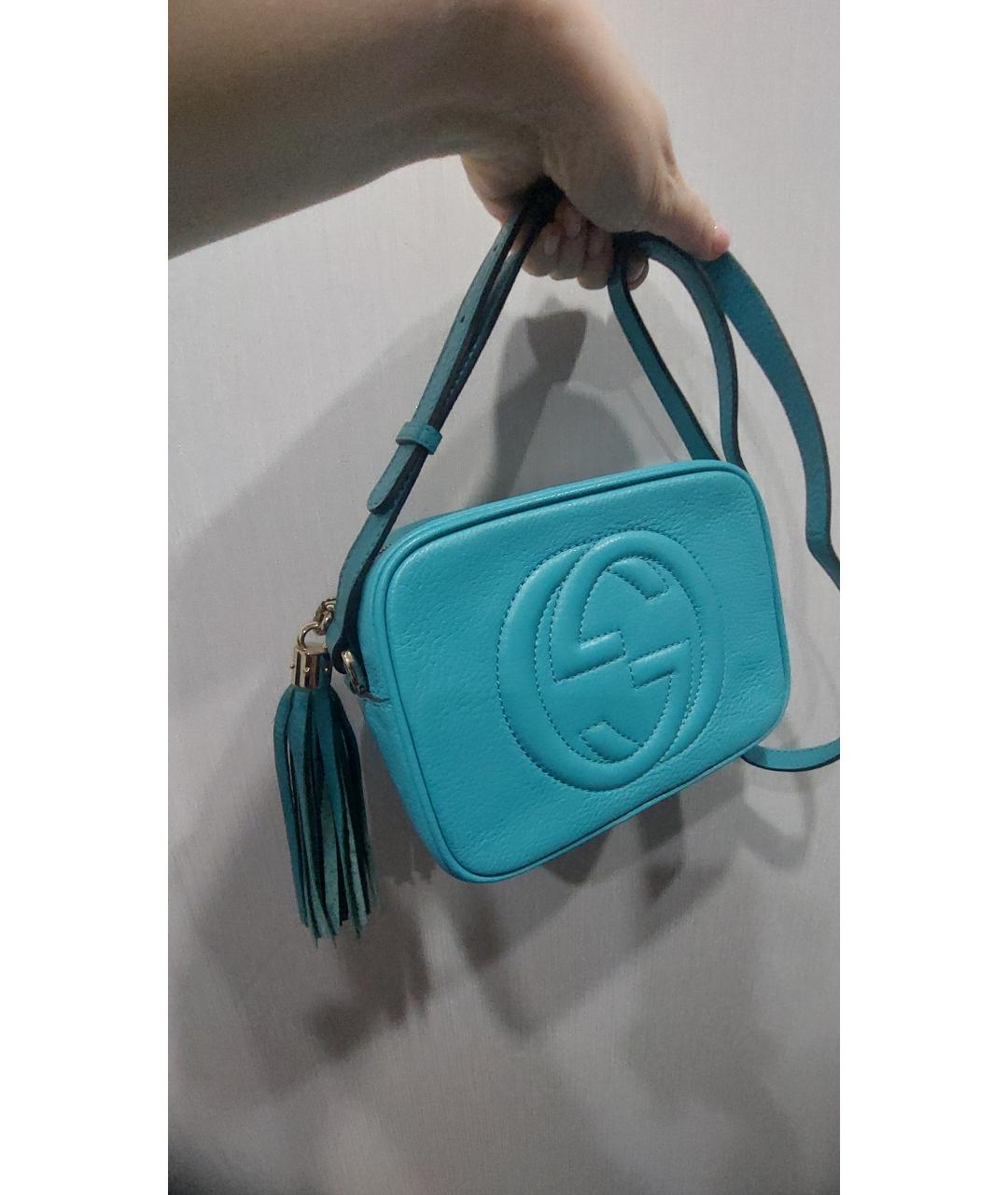 GUCCI Бирюзовая кожаная сумка через плечо, фото 2