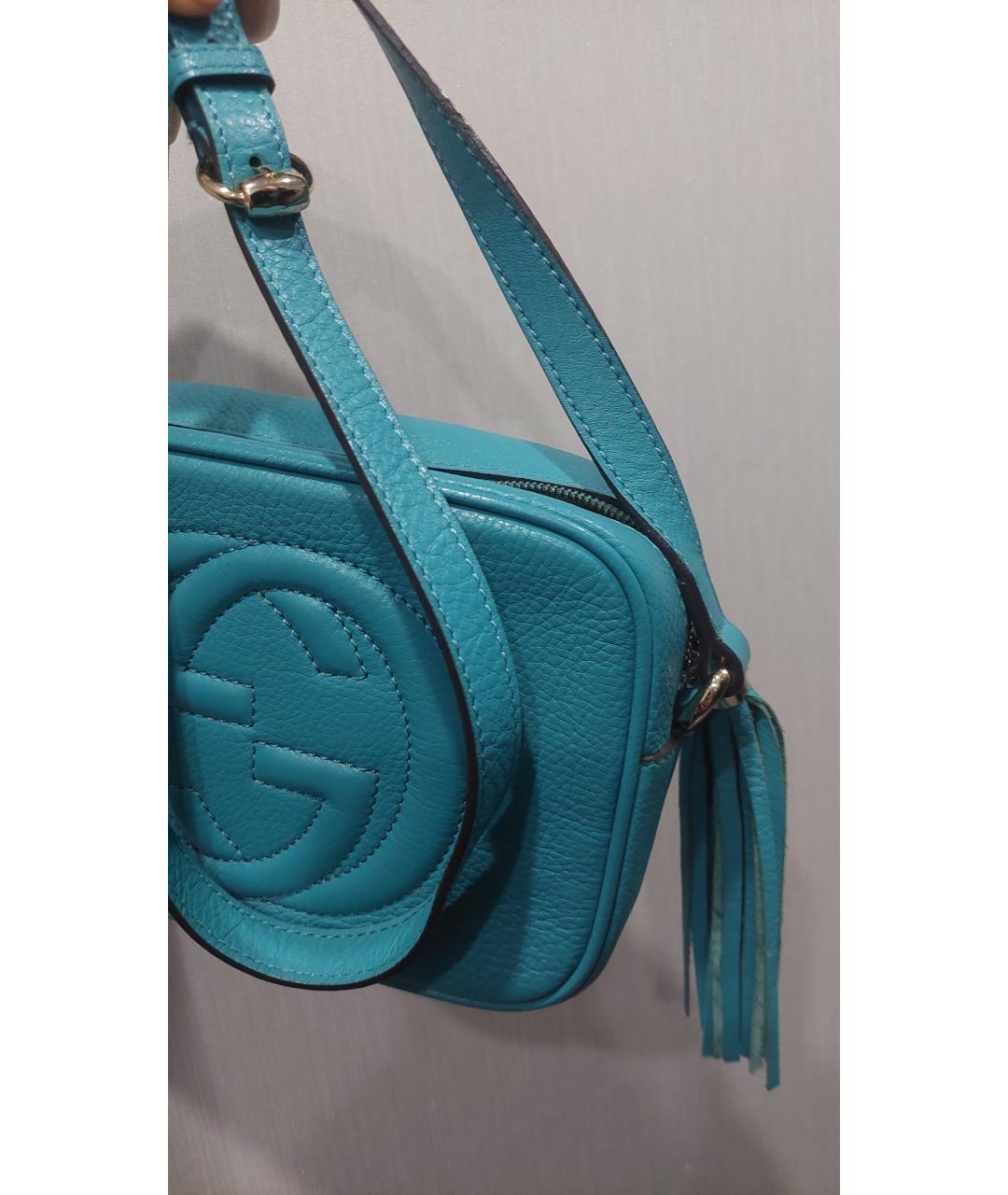 GUCCI Бирюзовая кожаная сумка через плечо, фото 6