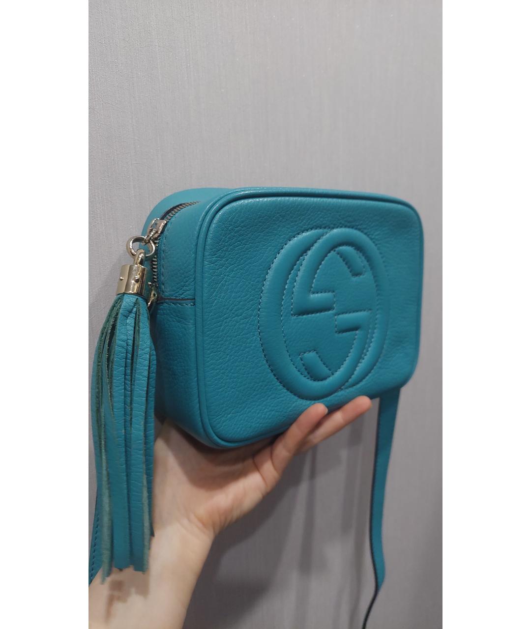 GUCCI Бирюзовая кожаная сумка через плечо, фото 7