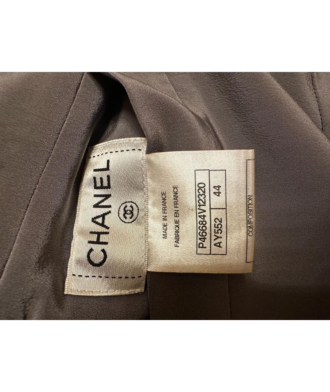 CHANEL Антрацитовая шелковая юбка миди, фото 3