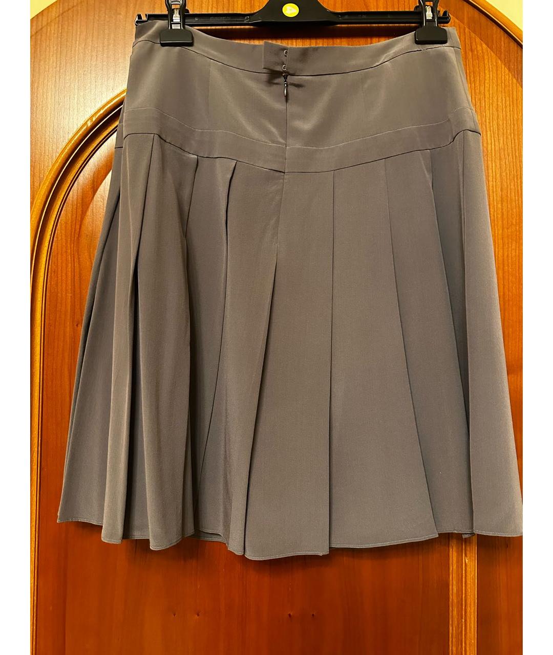 CHANEL Антрацитовая шелковая юбка миди, фото 2