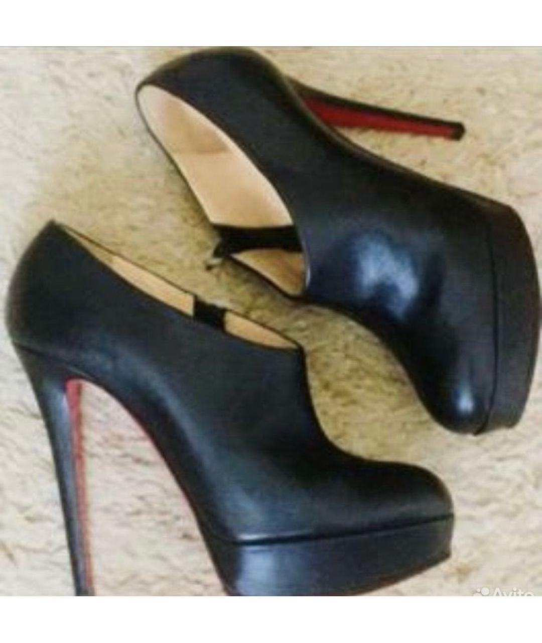 CHRISTIAN LOUBOUTIN Черные кожаные ботильоны, фото 3