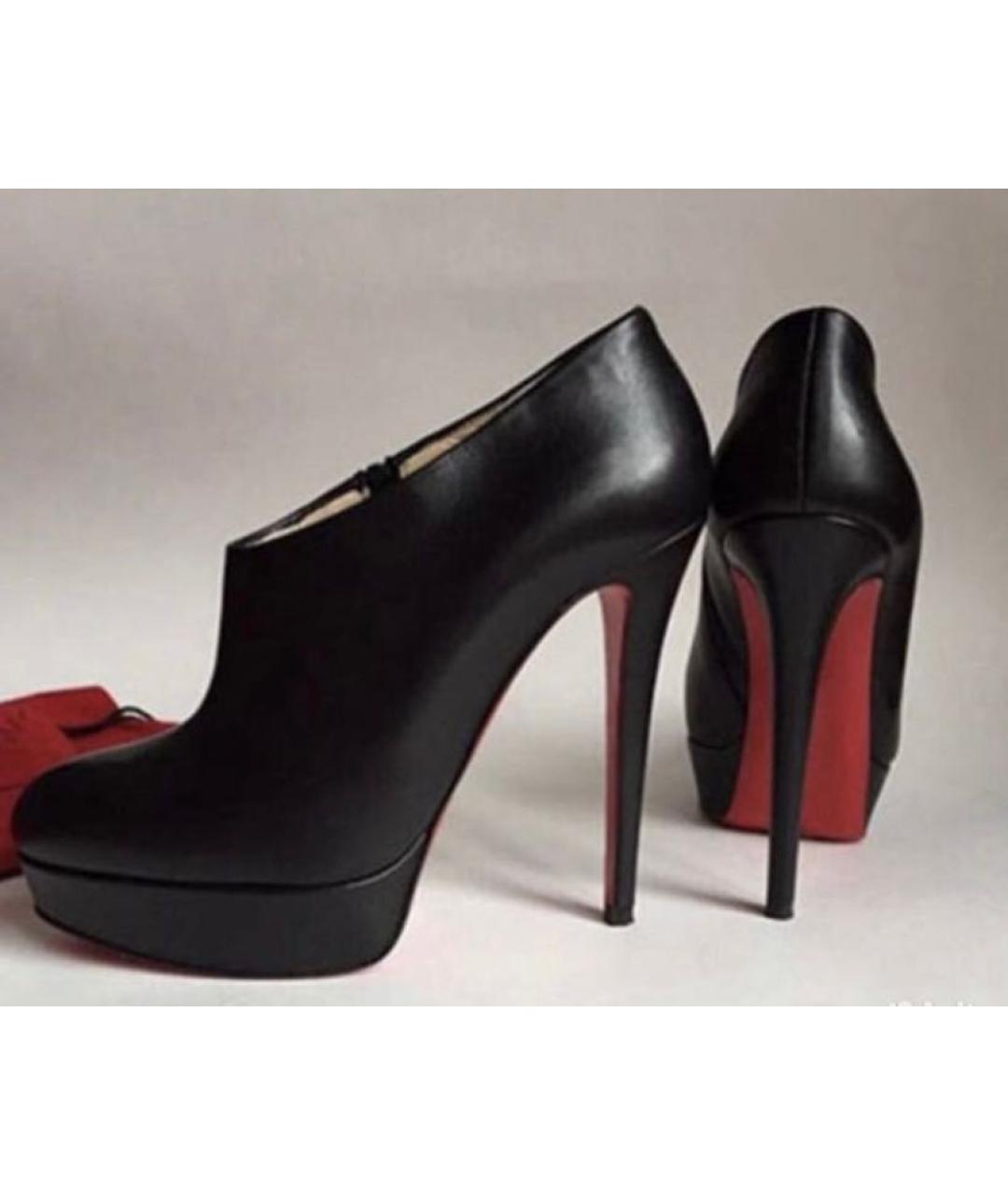 CHRISTIAN LOUBOUTIN Черные кожаные ботильоны, фото 2