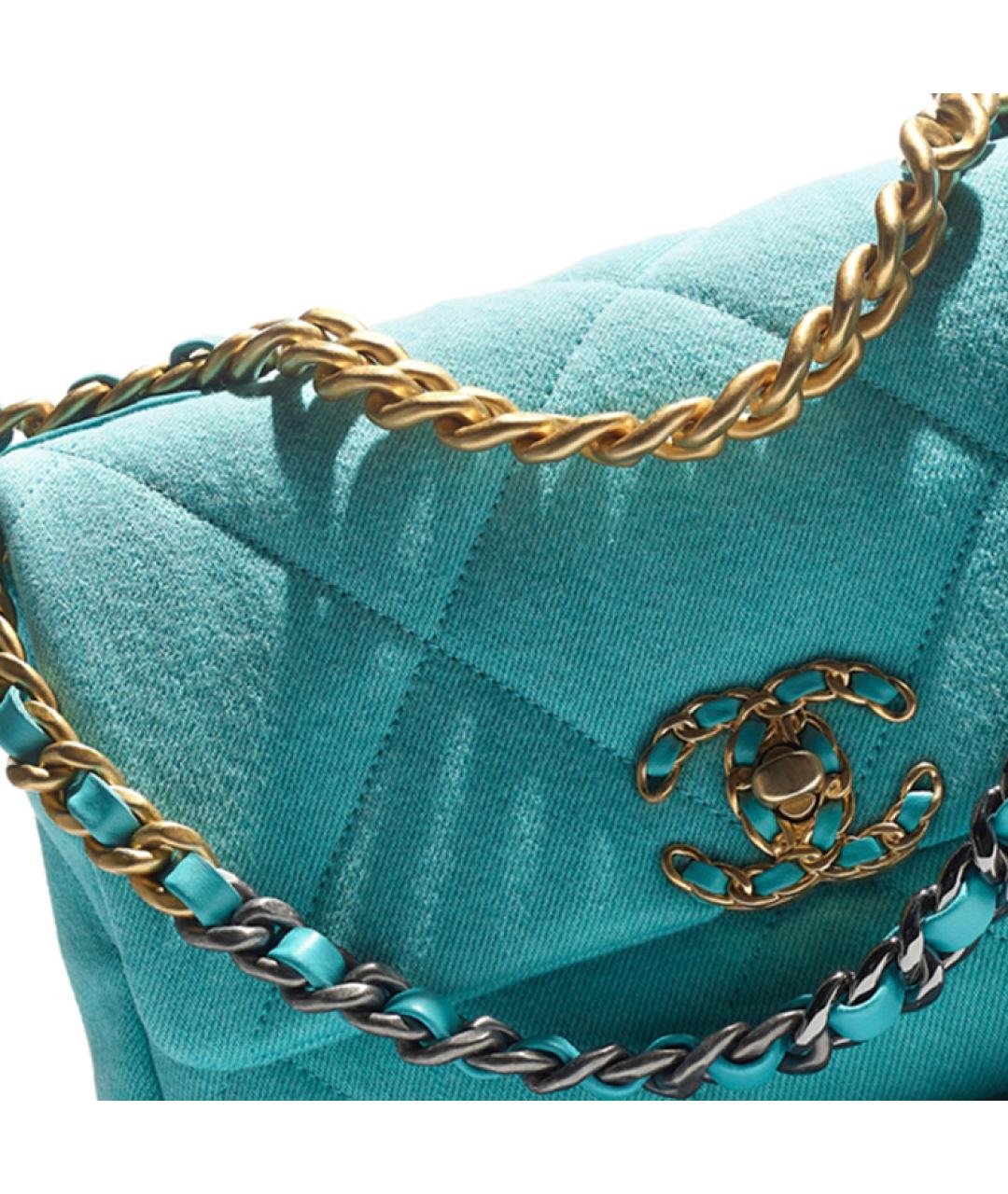 CHANEL Бирюзовая кожаная сумка через плечо, фото 4