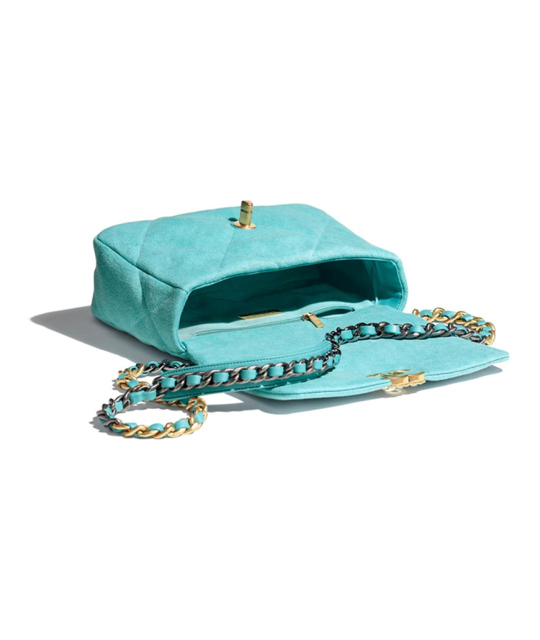 CHANEL Бирюзовая кожаная сумка через плечо, фото 3