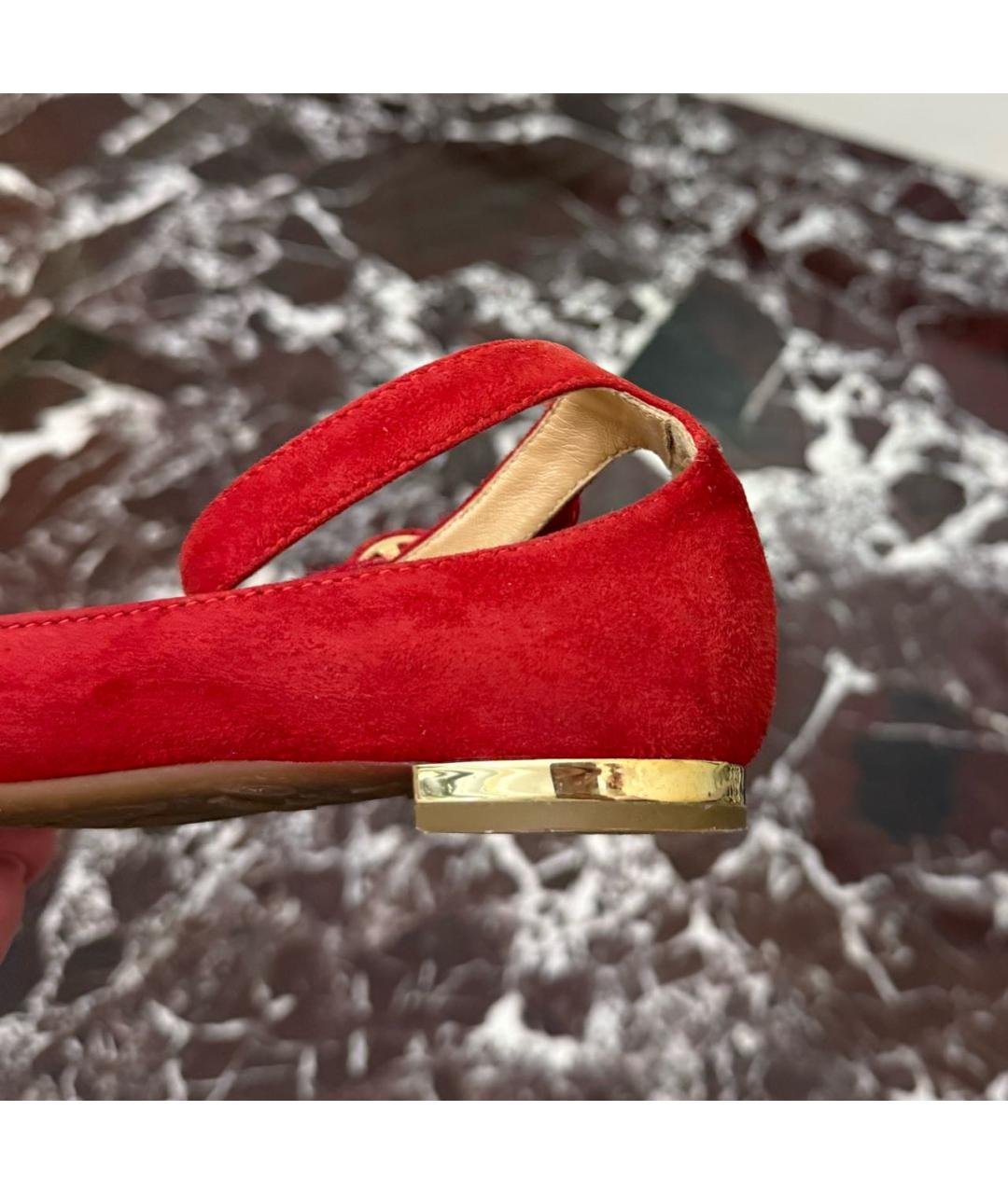 AQUAZZURA Красные замшевые балетки, фото 6