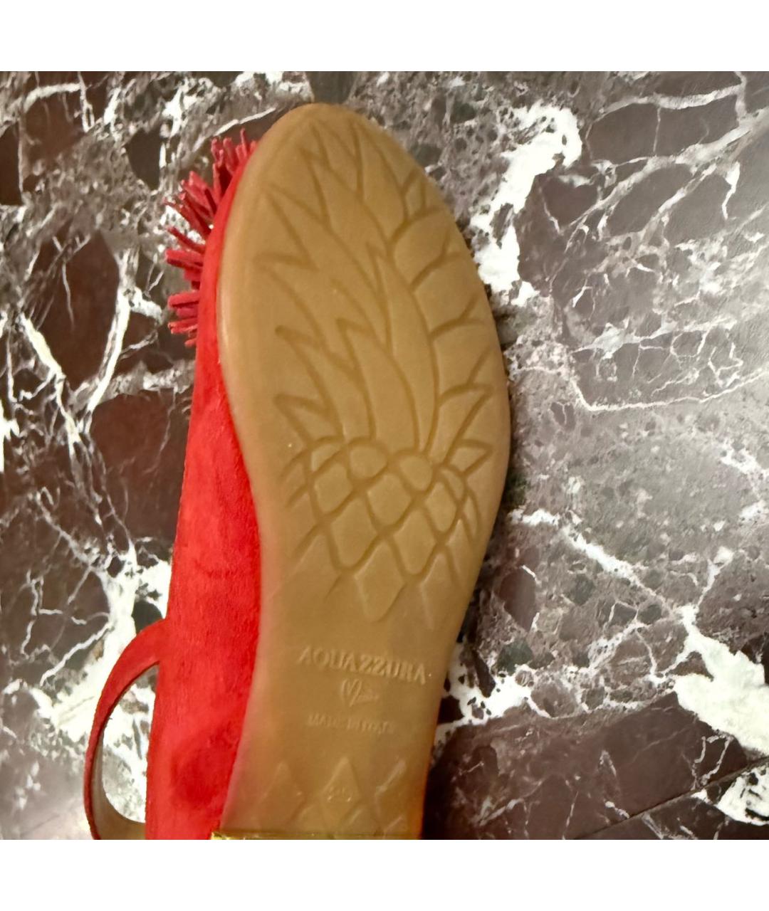 AQUAZZURA Красные замшевые балетки, фото 5