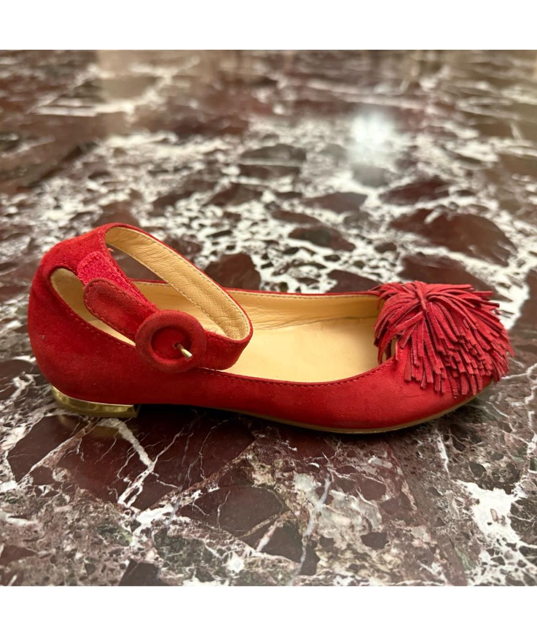 AQUAZZURA Красные замшевые балетки, фото 7